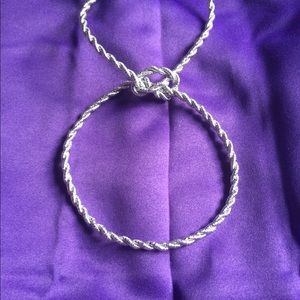 Silver tone rope choker